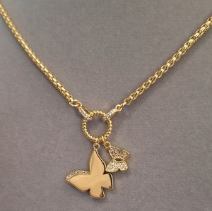 Butterflies Diamonds Gold Filled necklace.